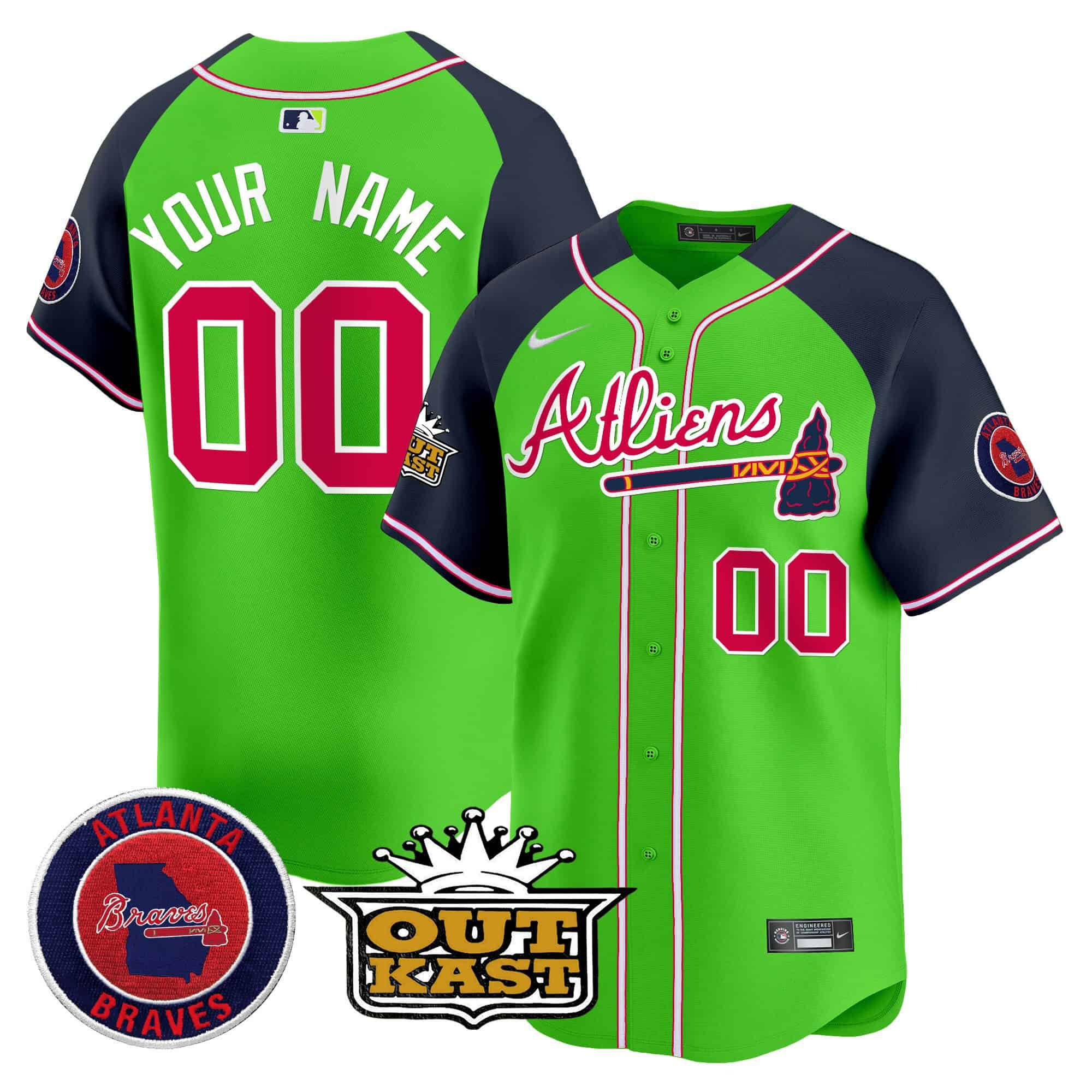 Men Atlanta Braves Green 2024 Nike Atliens Vapor Premier Limited Custom MLB Jersey style 1->customized mlb jersey->Custom Jersey